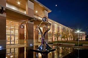 Student Recreation center at night.